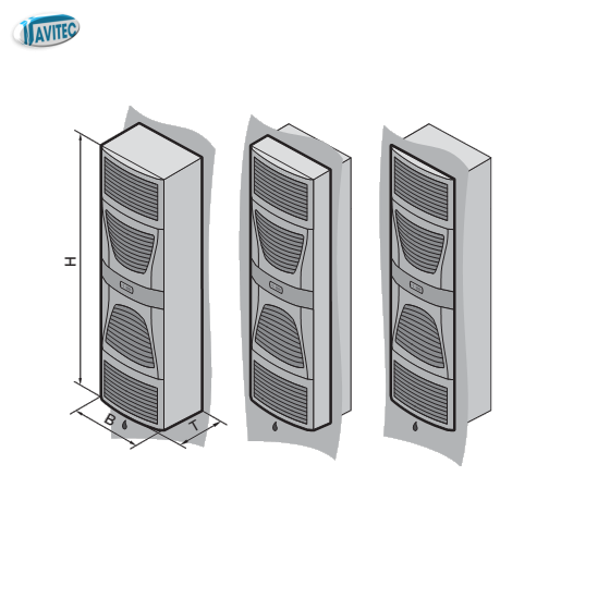 Blue e, 4000W, 400VAC, Sheet steel, TopTherm wall-mounted cooling units 