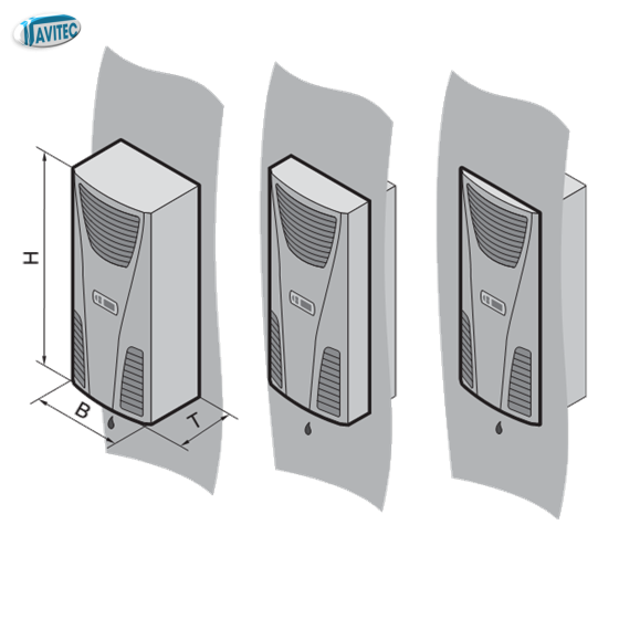 Blue e, 500W, 220VAC, Sheet steel, TopTherm wall-mounted cooling units